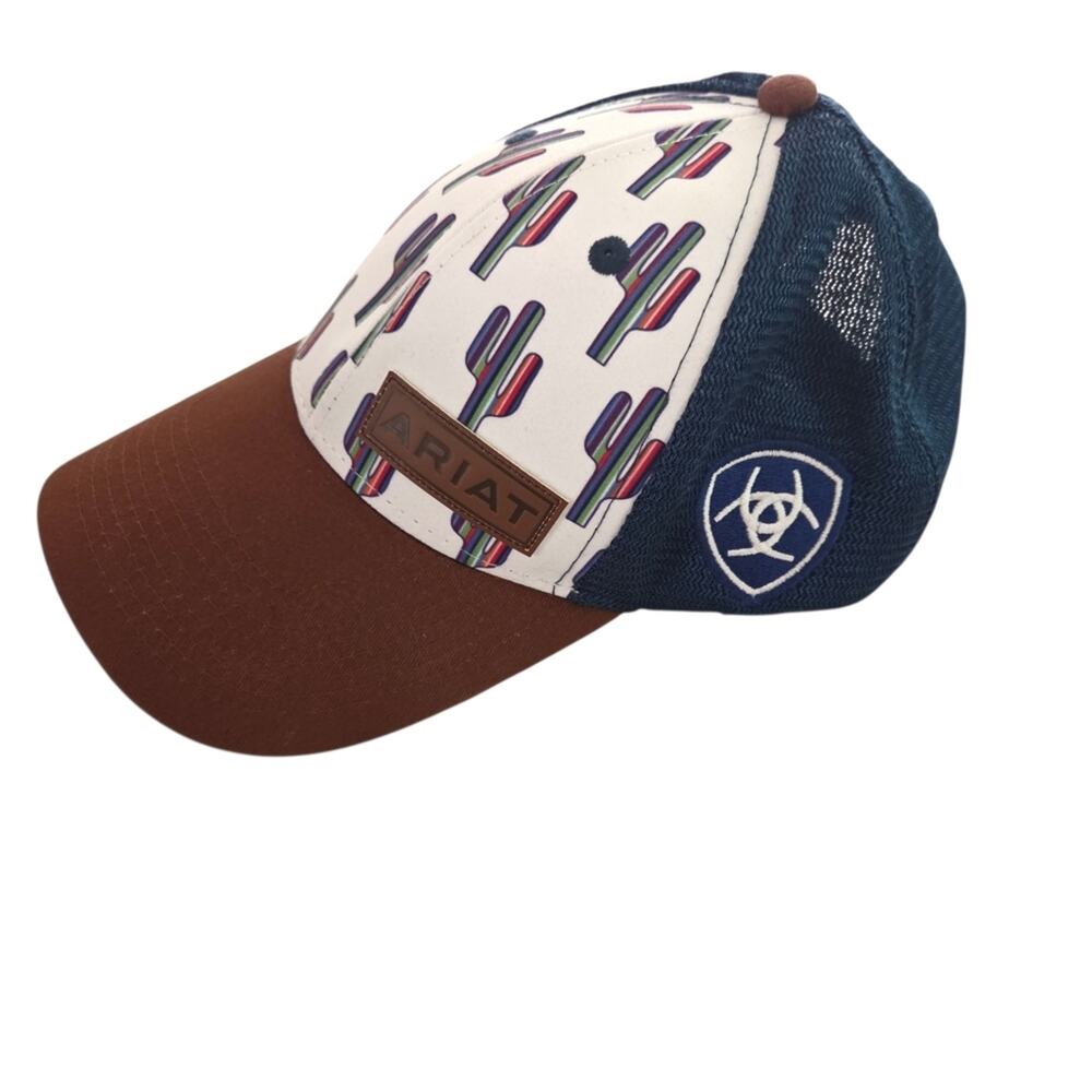 Ariat Cactus Print Snapback2 Ballcap Hat Logo Patch Embroidery Adjustable